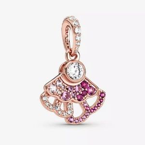 NEW•Rosegold Spanish Fan w/pink/white cz DIY charm
